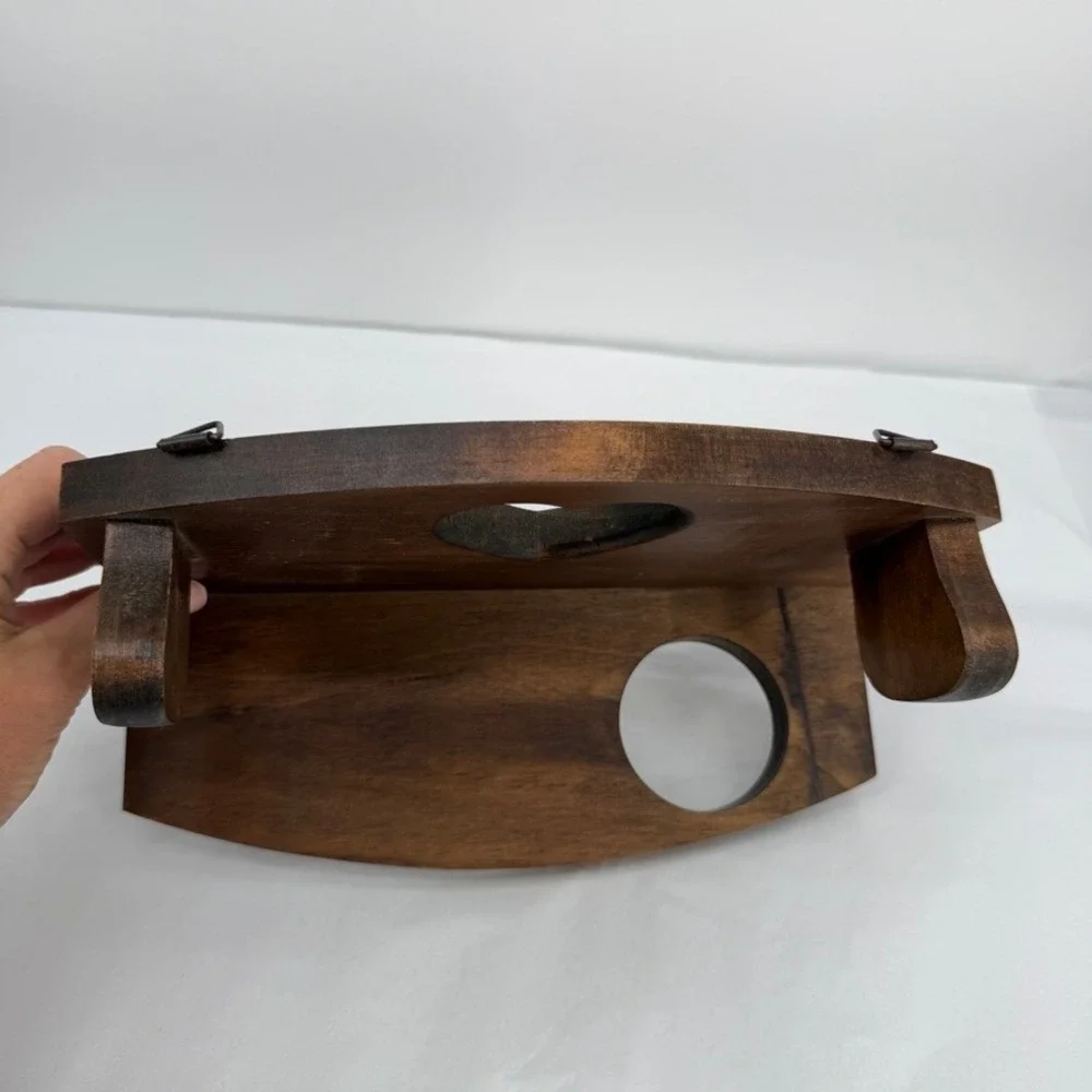 Wooden Heart Cutout Wall Shelf Circular Hole on Bottom Country Rustic Granny